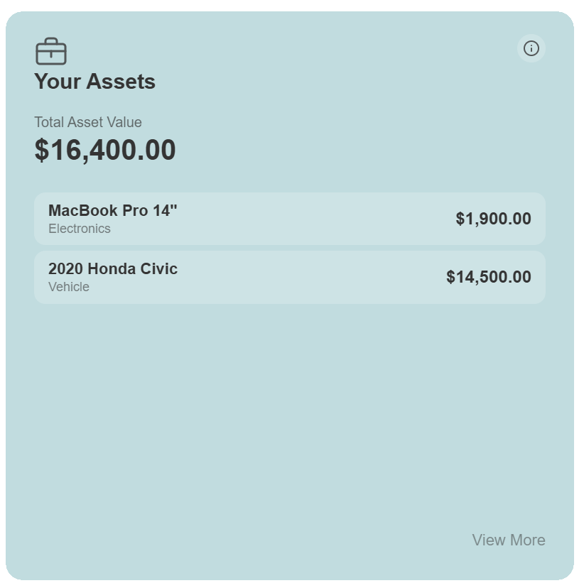 Your Assets card