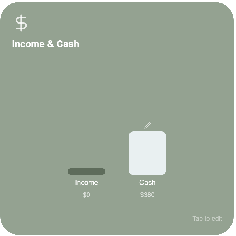 Income & Cash card
